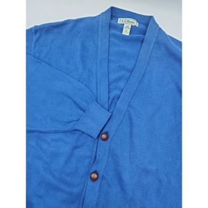 Vintage LL Bean Blue Grandpa‎ Cardigan Mens Large L Cotton Button Long Sleeve